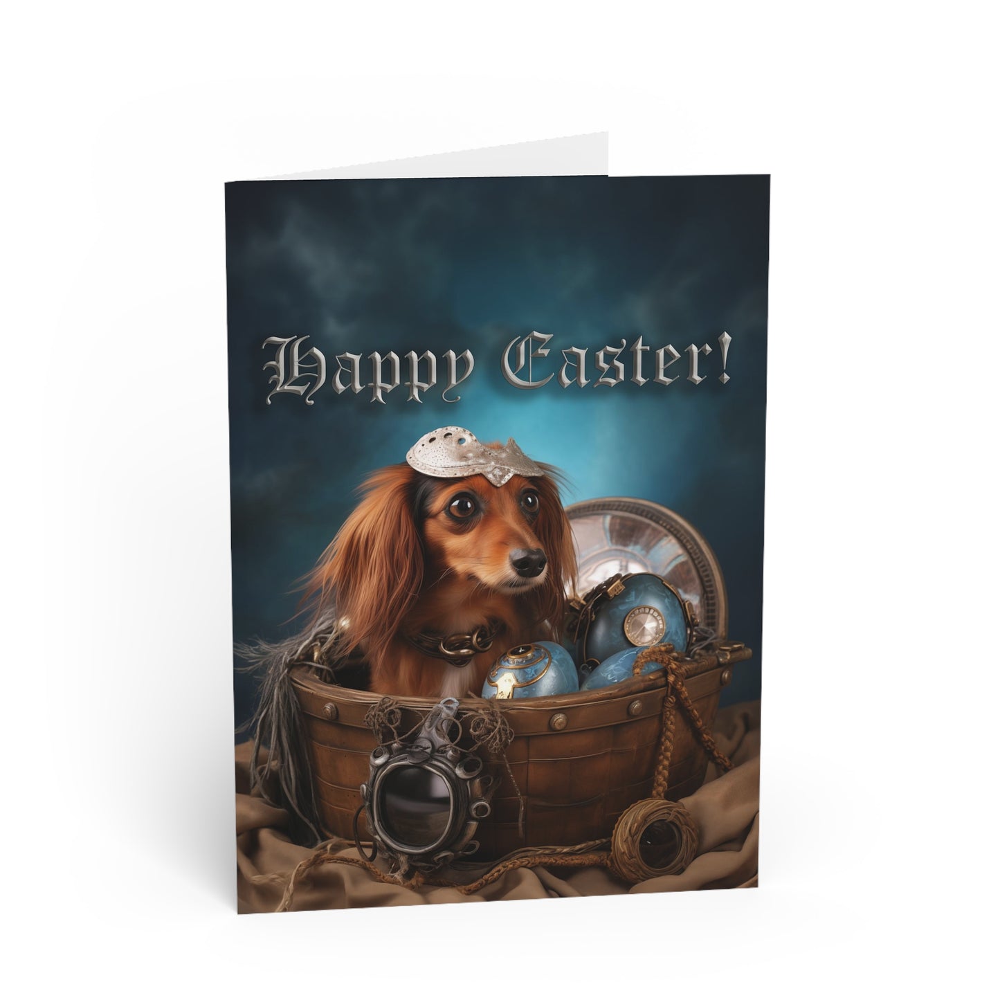 Red haired Dachshund wishes Happy Easter