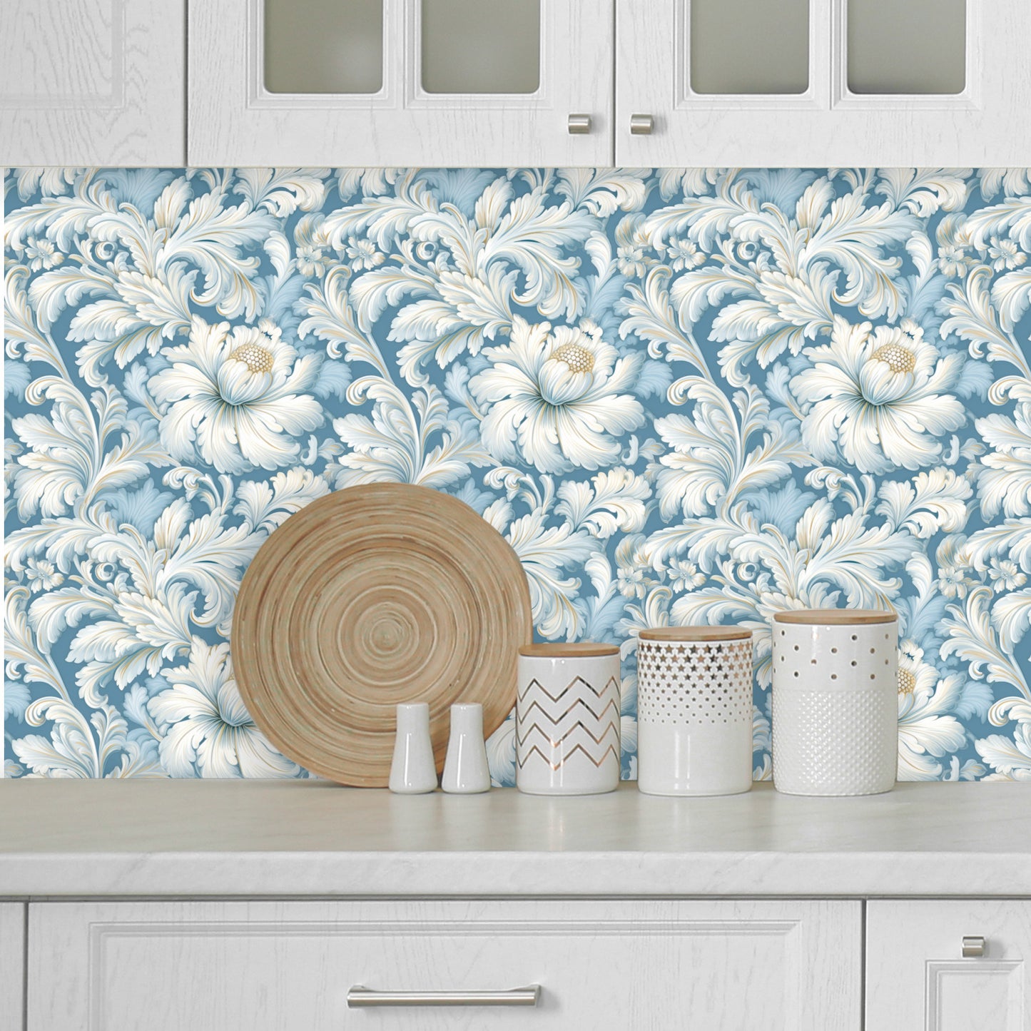 Silver Petals Wallpaper Panels