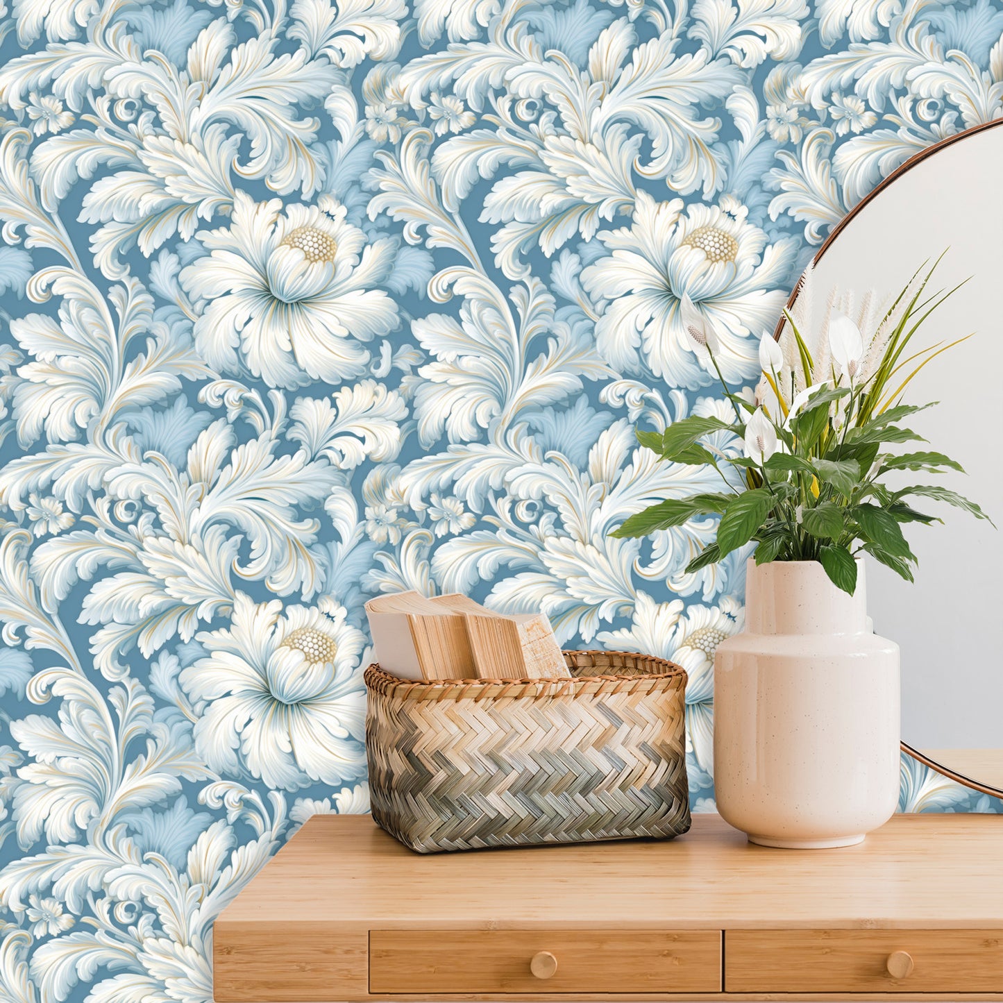 Silver Petals Wallpaper Panels