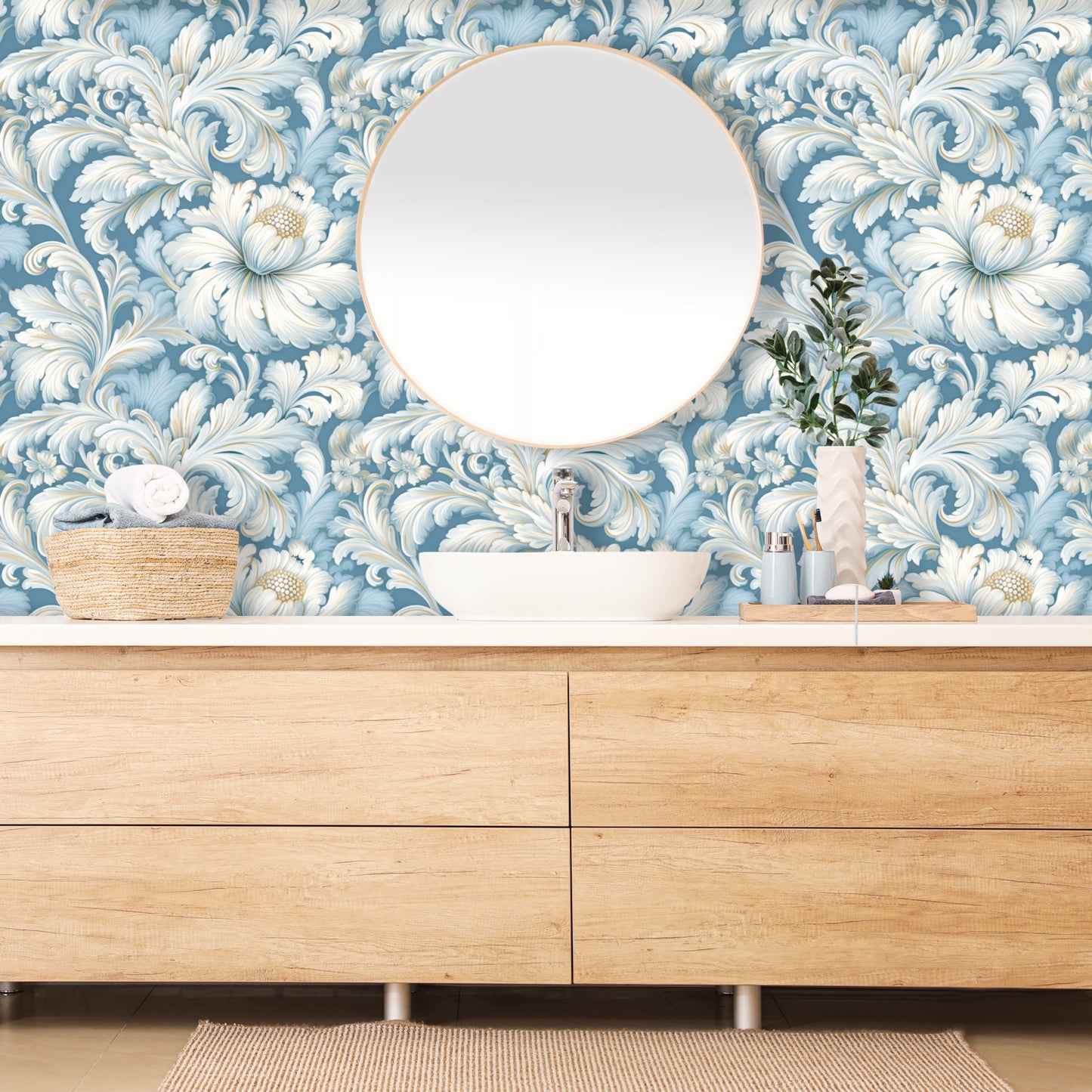 Silver Petals Wallpaper Panels